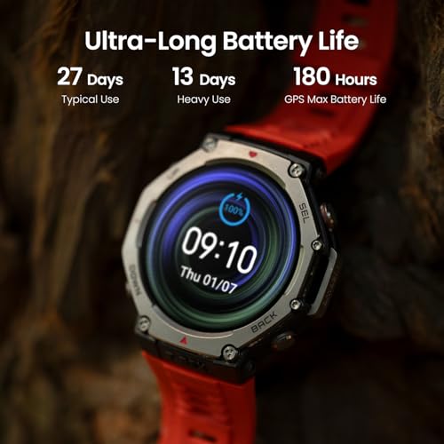 Amazfit T-Rex 3 Military Smart Watch 48mm, Fitness Watches with GPS (with Privacy), AI, Voice Control, Offline Maps, for Android or iPhone, 170 Sports Modes, 328ft Water-Resistant, Black