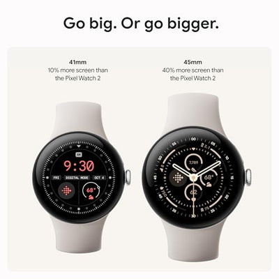 Google Pixel Watch 3 (45mm) Latest Model - Android Smartwatch, Heart Rate Tracking, Fitbit Advanced Running, Fitness Insights, 24-Hour Battery - Matte Black Aluminum Case - Obsidian Band - Wi-Fi