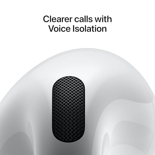 Apple AirPods 4 Wireless Earbuds, Bluetooth Headphones, Personalized Spatial Audio, Sweat and Water Resistant, USB-C Charging Case, H2 Chip, Up to 30 Hours of Battery Life, Effortless Setup for iPhone