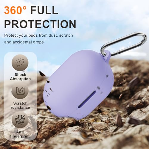 Compatible with Bose New QuietComfort Earbuds Case Cover, Soft Silicone Shockproof Protective Skin Case for Bose New QuietComfort Earbuds 2024 with Carabiner, Front LED Visible (Purple)