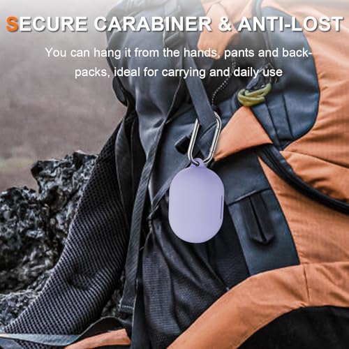 Compatible with Bose New QuietComfort Earbuds Case Cover, Soft Silicone Shockproof Protective Skin Case for Bose New QuietComfort Earbuds 2024 with Carabiner, Front LED Visible (Purple)